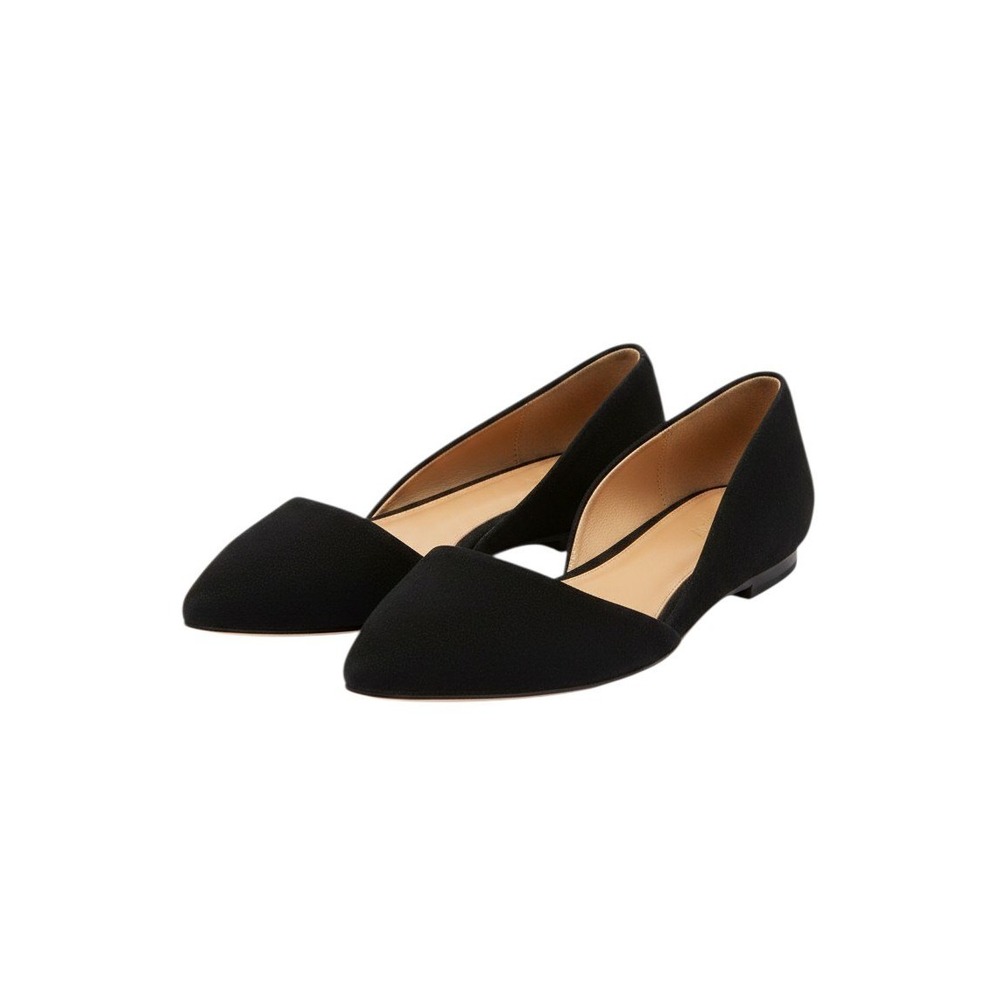 J.Crew Womens Black Suede Pointed Toe d'Orsay Flats Shoes Size 8